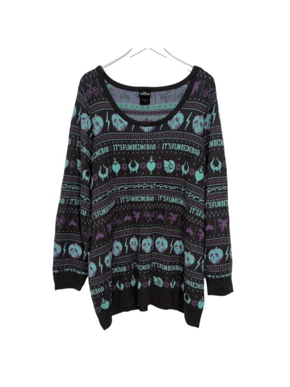 Torrid Disney Villains Sweater Womens Plus Size 5X Its Fun Being Bad Fair Isle